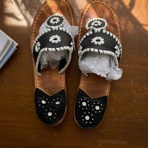 Jack Rogers Black and White Geometric Sandals